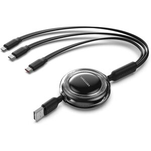 Vention USB 2.0 3-in-1 Retractable Cable 3.5 A Black 1.1 m Vention USB 2.0 3-in-1 Retractable Cable 3.5 A Black 1.1 m