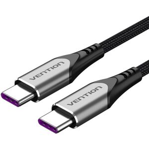 Vention Type-C (USB-C) 2.0 (M) to USB-C (M) 100W / 5A Cable 0.5m Gray Aluminum Alloy Type Vention Type-C (USB-C) 2.0 (M) to USB-C (M) 100W / 5A Cable 0.5m Gray Aluminum Alloy Type