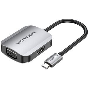 Vention USB-C to HDMI + VGA Converter 0,15 cm Gray Aluminum Alloy Type Vention USB-C to HDMI + VGA Converter 0,15 cm Gray Aluminum Alloy Type