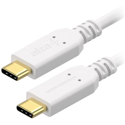 AlzaPower Core USB-C to USB-C 2.0 100W 1m biely AlzaPower Core USB-C to USB-C 2.0 100W 1m biely
