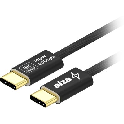 AlzaPower AluCore Ultra Slim USB-C na USB-C USB4 100 W 80 Gbps 1 m čierny AlzaPower AluCore Ultra Slim USB-C na USB-C USB4 100 W 80 Gbps 1 m čierny