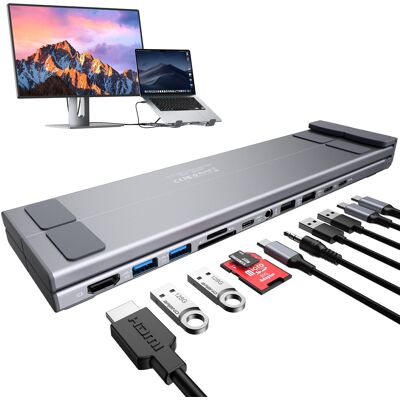 Choetech 11 v 1 USB-C na HDMI HUB, nastaviteľný stojan Choetech 11 v 1 USB-C na HDMI HUB, nastaviteľný stojan