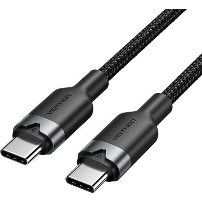 Vention USB 2.0 Type-C Male to Type-C Male 3 A Cable 1 m Black Aluminum Alloy Type Vention USB 2.0 Type-C Male to Type-C Male 3 A Cable 1 m Black Aluminum Alloy Type