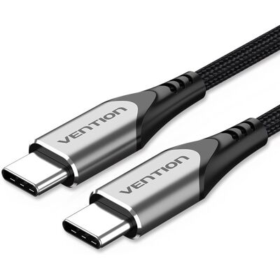 Vention Type-C (USB-C) 2.0 (M) to USB-C (M) Cable 1.5 M Gray Aluminum Alloy Type Vention Type-C (USB-C) 2.0 (M) to USB-C (M) Cable 1.5 M Gray Aluminum Alloy Type