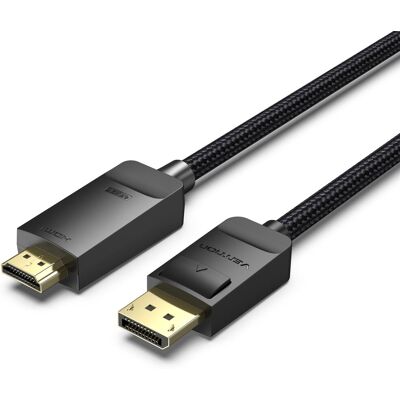 Vention Cotton Braided 4K DP (DisplayPort) to HDMI Cable 5 m Black Vention Cotton Braided 4K DP (DisplayPort) to HDMI Cable 5 m Black