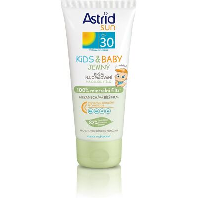 ASTRID SUN Jemný detský krém na opaľovanie OF 30 (100% minerálny filter) 100 ml ASTRID SUN Jemný detský krém na opaľovanie OF 30 (100% minerálny filter) 100 ml