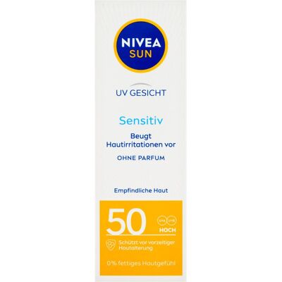 NIVEA Sun Pleťový krém na opaľovanie Sensitive SPF50 50 ml NIVEA Sun Pleťový krém na opaľovanie Sensitive SPF50 50 ml