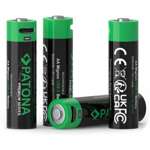PATONA AA/LR6 Li-Pol 2 000 mAh 1,5V s USB-C nabíjaním, 4 ks v balení PATONA AA/LR6 Li-Pol 2 000 mAh 1,5V s USB-C nabíjaním, 4 ks v balení