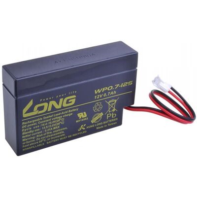 Long 12 V 0,7 Ah olovený akumulátor JST (WP0.7-12S) Long 12 V 0,7 Ah olovený akumulátor JST (WP0.7-12S)