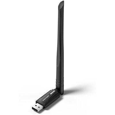 Vention AX300 USB Wi-Fi Single Band Adapter With High Gain Antenna – Black Vention AX300 USB Wi-Fi Single Band Adapter With High Gain Antenna – Black