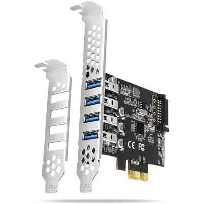 AXAGON PCEU-43RS, 4× USB 3.2 Gen 1 port, 5 Gbps, PCIe card, DUAL power, SP & LP AXAGON PCEU-43RS, 4× USB 3.2 Gen 1 port, 5 Gbps, PCIe card, DUAL power, SP & LP