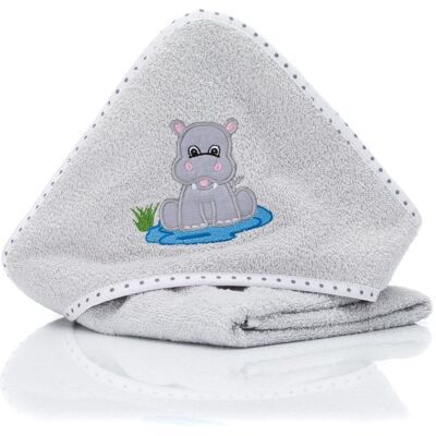 Fillikid Osuška s kapucňou Hippo grey 75 × 75 cm Fillikid Osuška s kapucňou Hippo grey 75 × 75 cm