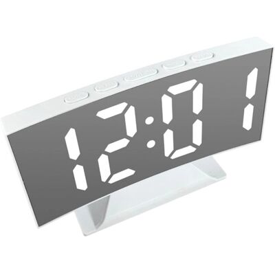 Verk 27630 Multifunkčné LED zrkadlové hodiny s budíkom, USB, biele Verk 27630 Multifunkčné LED zrkadlové hodiny s budíkom, USB, biele