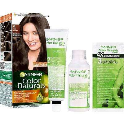 Garnier Color Naturals permanentná farba na vlasy 3 Tmavo hnedá, 60 + 40 + 12 ml Garnier Color Naturals permanentná farba na vlasy 3 Tmavo hnedá, 60 + 40 + 12 ml