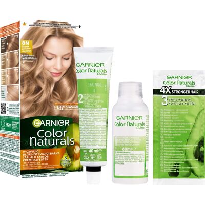 Garnier Color Naturals permanentná farba na vlasy 8N Prirodzená svetlá blond, 60 + 40 + 12 ml Garnier Color Naturals permanentná farba na vlasy 8N Prirodzená svetlá blond, 60 + 40 + 12 ml