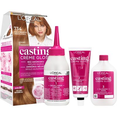 L'Oréal Paris ĽORÉAL PARIS Casting Creme Gloss krémová semi-permanentná farba 734 Zlatá medová 180 ml L'Oréal Paris ĽORÉAL PARIS Casting Creme Gloss krémová semi-permanentná farba 734 Zlatá medová 180 ml