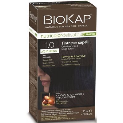 BIOKAP Delicato Rapid Farba na vlasy – 1.0 Prírodná čierna 135 ml BIOKAP Delicato Rapid Farba na vlasy – 1.0 Prírodná čierna 135 ml