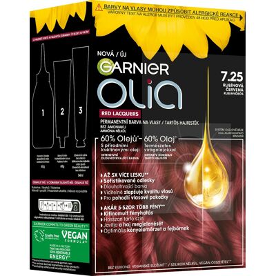 GARNIER Olia permanentná farba na vlasy 7.25 RUBÍNOVÁ ČERVENÁ, 60 + 60 + 54 ml GARNIER Olia permanentná farba na vlasy 7.25 RUBÍNOVÁ ČERVENÁ, 60 + 60 + 54 ml