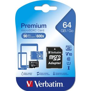 Verbatim Premium microSDXC 64GB UHS-I V10 U1 + SD adaptér Verbatim Premium microSDXC 64GB UHS-I V10 U1 + SD adaptér