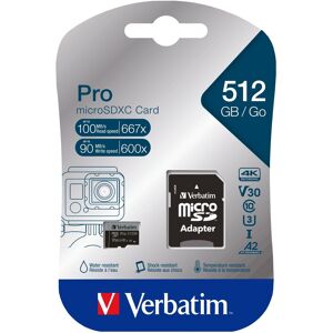 Verbatim MicroSDXC 512 GB Pro + SD adaptér Verbatim MicroSDXC 512 GB Pro + SD adaptér