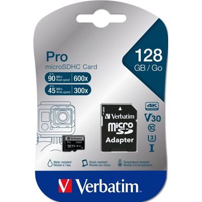 Verbatim MicroSDXC 128 GB Pro + SD adaptér Verbatim MicroSDXC 128 GB Pro + SD adaptér