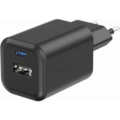 Swissten sieťový adaptér GaN 1× USB-C 45 W PD + 1× USB-A 18 W QC čierny Swissten sieťový adaptér GaN 1× USB-C 45 W PD + 1× USB-A 18 W QC čierny