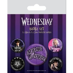 Pyramid Netflix Wednesday: Nevermore Academy – odznaky 5 kusov Pyramid Netflix Wednesday: Nevermore Academy – odznaky 5 kusov