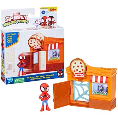 Hasbro Spider-Man Spidey and his Amazing Friends Cityblocks Pizza Spidey Hasbro Spider-Man Spidey and his Amazing Friends Cityblocks Pizza Spidey