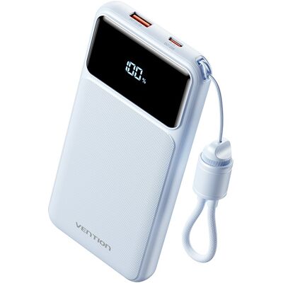 Vention 10 000 mAh (USB-C + USB-A) so zabudovaným káblom 22,5 W Blue LED Display Type Vention 10 000 mAh (USB-C + USB-A) so zabudovaným káblom 22,5 W Blue LED Display Type