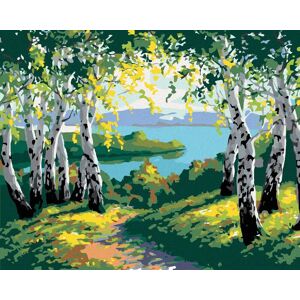 Diamondi – JESENNÁ LESNÁ KRAJINA S BREZAMI A RIEKOU, 40 × 50 cm, napnuté plátno na rám Diamondi – JESENNÁ LESNÁ KRAJINA S BREZAMI A RIEKOU, 40 × 50 cm, napnuté plátno na rám