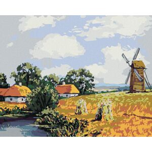 Diamondi – Diamantové maľovanie – POĽNÁ KRAJINA S MLYNOM, 40 × 50 cm, vypnuté plátno na rám Diamondi – Diamantové maľovanie – POĽNÁ KRAJINA S MLYNOM, 40 × 50 cm, vypnuté plátno na rám