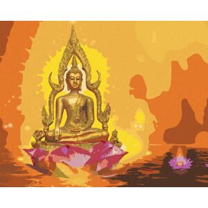 Diamondi – BUDDHA V LOTOSE A ORANŽOVÉ POZADIE, 40 × 50 cm, bez rámu a bez napnutia plátna Diamondi – BUDDHA V LOTOSE A ORANŽOVÉ POZADIE, 40 × 50 cm, bez rámu a bez napnutia plátna