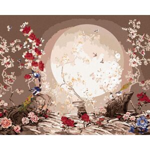 Diamondi – JAPONSKO - MESAČNÁ KRAJINA S VTÁKMI, 40 × 50 cm, napnuté plátno na ráme Diamondi – JAPONSKO - MESAČNÁ KRAJINA S VTÁKMI, 40 × 50 cm, napnuté plátno na ráme