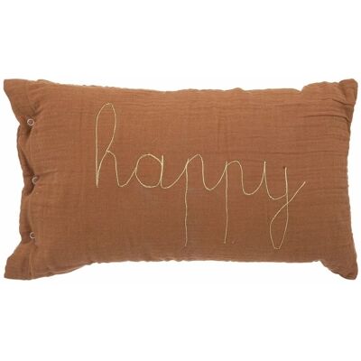 TEXTILOMANIE Detský dekoračný vankúšik happy 50 × 30 cm, hnedý TEXTILOMANIE Detský dekoračný vankúšik happy 50 × 30 cm, hnedý