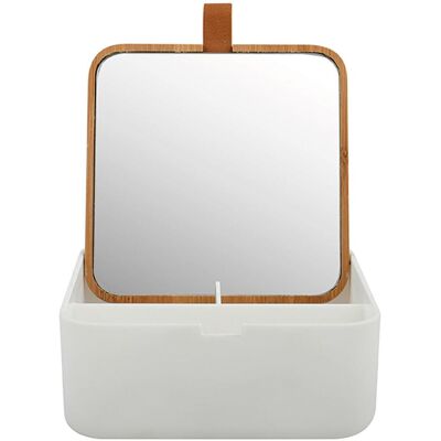 Spirella zrkadlo so šperkovnicou Alais, 15 × 13,8 × 13,8 cm, biele, plast, bambus Spirella zrkadlo so šperkovnicou Alais, 15 × 13,8 × 13,8 cm, biele, plast, bambus
