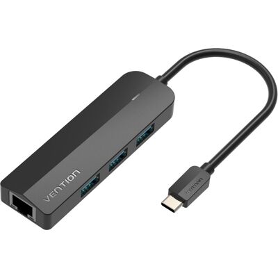 Vention Type-C (USB-C) to 3× USB 3.0/RJ45/Micro-B HUB 0,15 m Black ABS Type Vention Type-C (USB-C) to 3× USB 3.0/RJ45/Micro-B HUB 0,15 m Black ABS Type