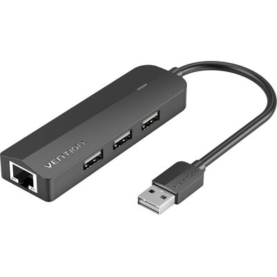Vention 5-in-1 USB 2.0 to 3x USB 2.0 / RJ45 100 Mbps Ethernet Adapter / Micro-B 0.15 M Black ABS Type Vention 5-in-1 USB 2.0 to 3x USB 2.0 / RJ45 100 Mbps Ethernet Adapter / Micro-B 0.15 M Black ABS Type