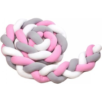 T-tomi Pletený mantinel 180 cm, white/grey/pink T-tomi Pletený mantinel 180 cm, white/grey/pink