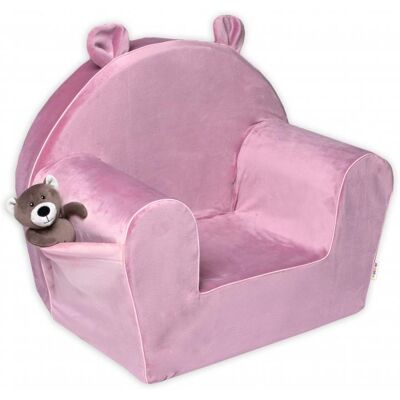 Baby Nellys Detské kresielko Teddy Velvet s bočným vreckom, ružové, staroružová Baby Nellys Detské kresielko Teddy Velvet s bočným vreckom, ružové, staroružová
