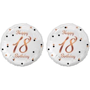 GoDan Balón fóliový biely 18 rokov – happy birthday/narodeniny, ružovo-zlatý nápis, 45 cm, 2 ks GoDan Balón fóliový biely 18 rokov – happy birthday/narodeniny, ružovo-zlatý nápis, 45 cm, 2 ks