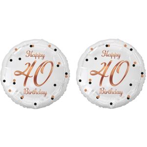 GoDan Balón fóliový biely 40 rokov – happy birthday/narodeniny, ružovo-zlatý nápis, 45 cm, 2 ks GoDan Balón fóliový biely 40 rokov – happy birthday/narodeniny, ružovo-zlatý nápis, 45 cm, 2 ks