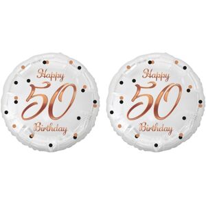 GoDan Balón fóliový biely 50 rokov – happy birthday/narodeniny, ružovo-zlatý nápis, 45 cm, 2 ks GoDan Balón fóliový biely 50 rokov – happy birthday/narodeniny, ružovo-zlatý nápis, 45 cm, 2 ks