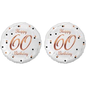 GoDan Balón fóliový biely 60 rokov – happy birthday/narodeniny, ružovo-zlatý nápis, 45 cm, 2 ks GoDan Balón fóliový biely 60 rokov – happy birthday/narodeniny, ružovo-zlatý nápis, 45 cm, 2 ks