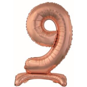 GoDan Balón fóliový číslica ružovo zlatá/rose gold na podstavci, 74 cm – 9 GoDan Balón fóliový číslica ružovo zlatá/rose gold na podstavci, 74 cm – 9
