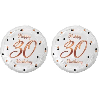 GoDan Balón fóliový biely 30 rokov – happy birthday/narodeniny, ružovo-zlatý nápis, 45 cm, 2 ks GoDan Balón fóliový biely 30 rokov – happy birthday/narodeniny, ružovo-zlatý nápis, 45 cm, 2 ks