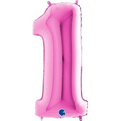 Grabo Fóliový balónik, 102 cm, číslica „1“, ružový Grabo Fóliový balónik, 102 cm, číslica „1“, ružový
