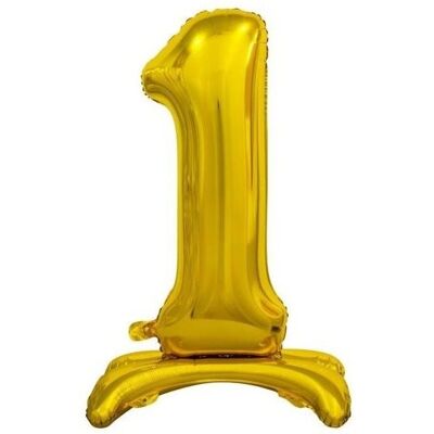 GoDan Balónik fóliový číslica zlatá na podstavci, 74 cm – 1 GoDan Balónik fóliový číslica zlatá na podstavci, 74 cm – 1