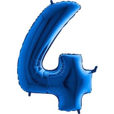 FLEXMETAL Balón fóliový číslica modrá – blue 102 cm – 4 FLEXMETAL Balón fóliový číslica modrá – blue 102 cm – 4