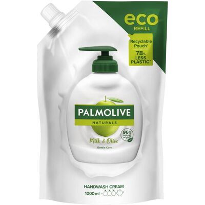 PALMOLIVE Naturals Olive & Milk tekuté mydlo náhradná náplň 1000 ml PALMOLIVE Naturals Olive & Milk tekuté mydlo náhradná náplň 1000 ml