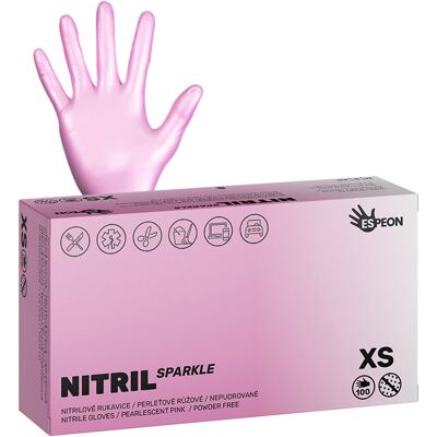 ESPEON Nitril Sparkle perleťovo ružové veľ. XS, 100 ks ESPEON Nitril Sparkle perleťovo ružové veľ. XS, 100 ks